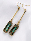 Retro Bronze Crystal Long Earrings