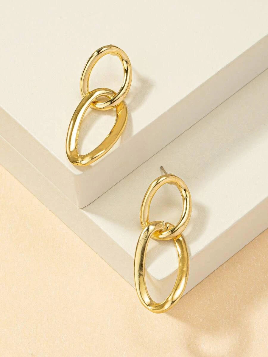 Chain Design Drop Earrings