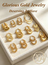 Stainless Steel Gold Ring Earring Set