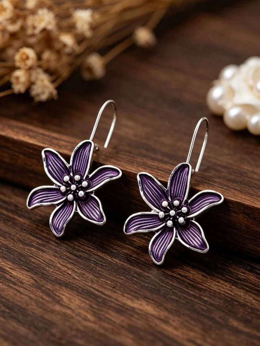 Vintage Enamel Flower Earrings