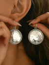 Vintage Hammered Round Pendant Earrings