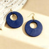 Vintage Wooden Round Hollow Out Earrings