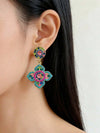 Retro Colorful Flower Stud Earrings