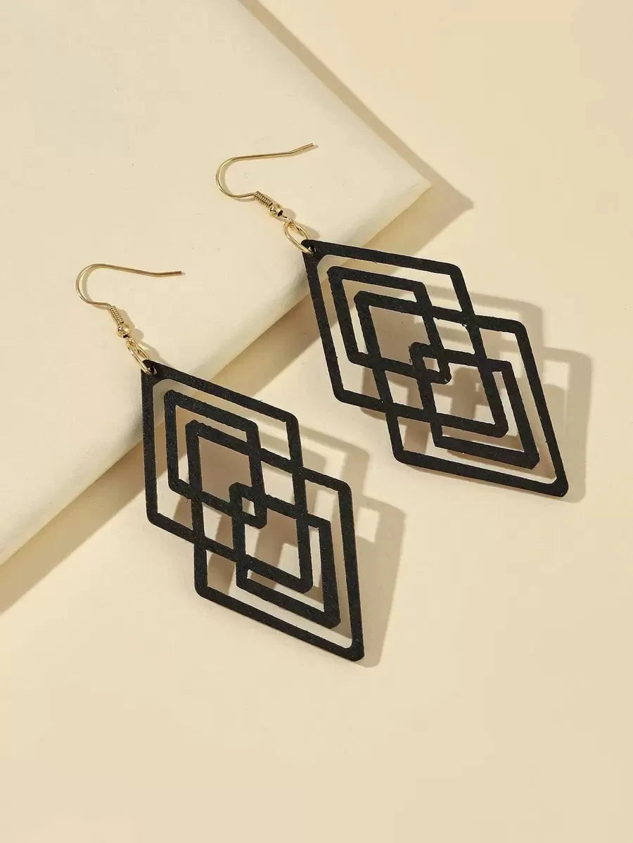 Casual Geometric Wooden Earrings