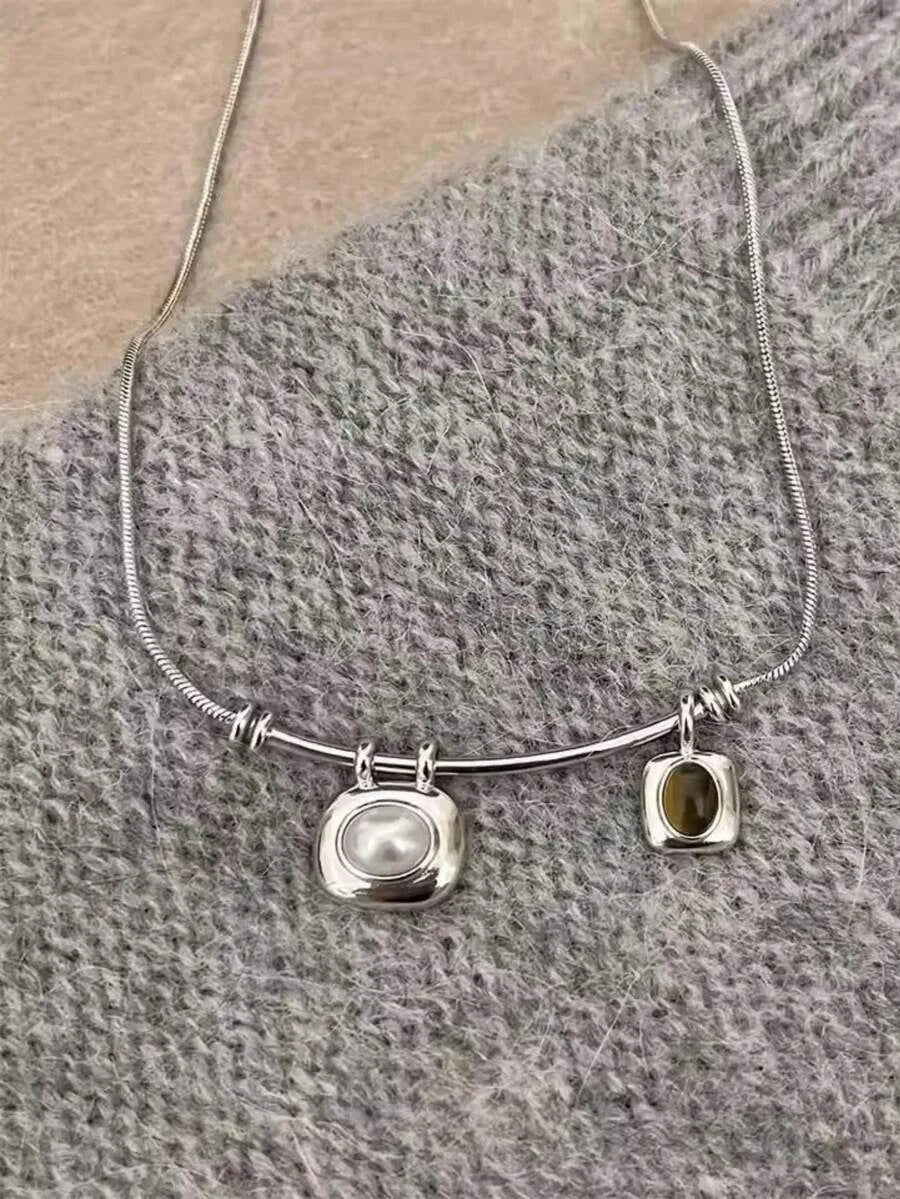 Korean Retro Geometric Tiger Eye Ring