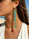 Gold-Plated Turquoise Teardrop Dangle Earrings