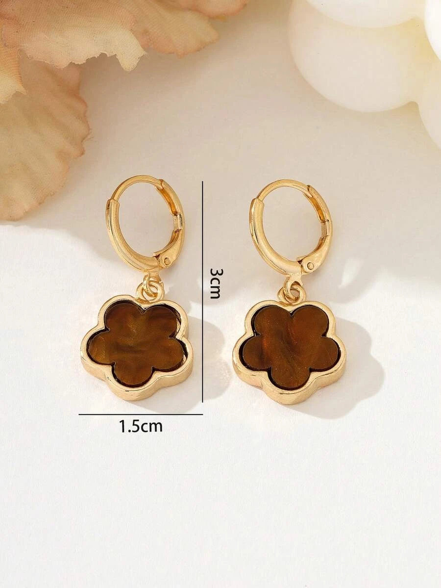 Metal Lucky Clover Pendant Earrings