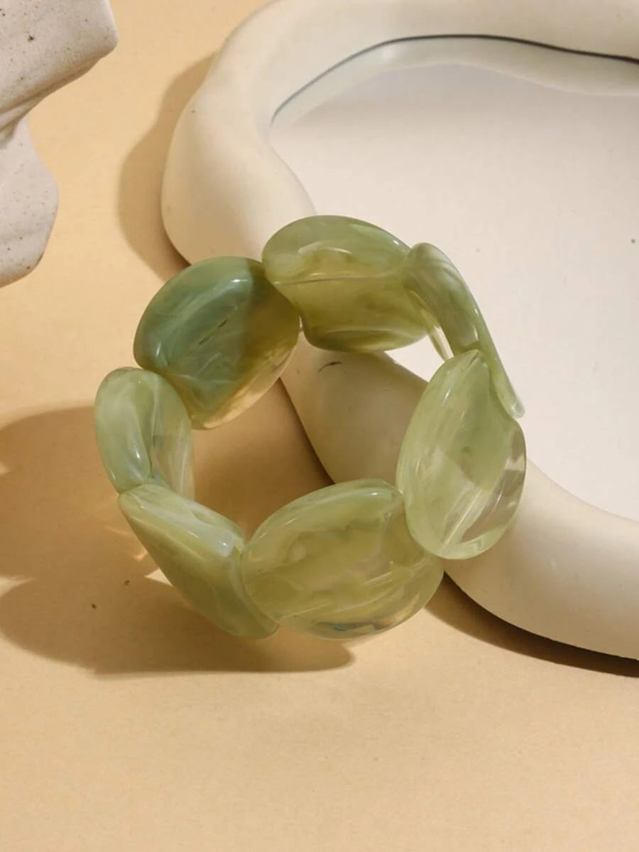 Resin Beaded Wide Cuff Bracelet