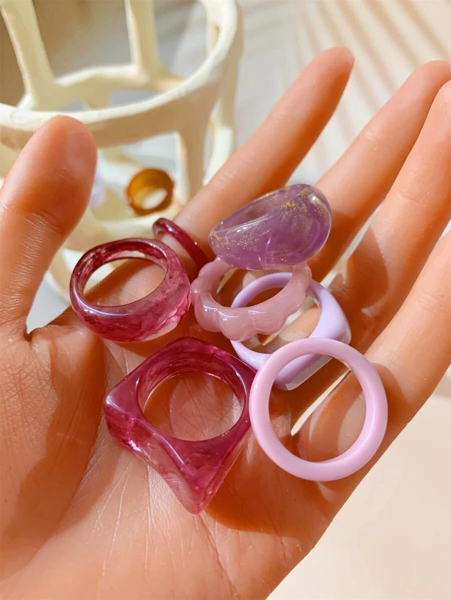 Chunky Resin Ring Set