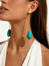 Gold-Plated Turquoise Teardrop Dangle Earrings