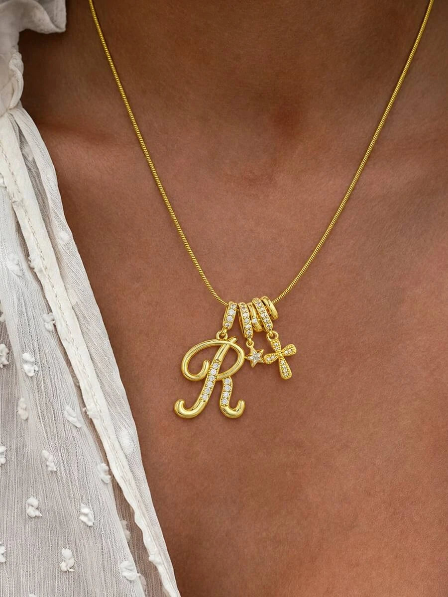 Zirconia Crystal Initial Necklace
