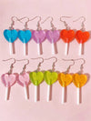 Summer Vacation Resin Heart Lollipop Dangle Earrings