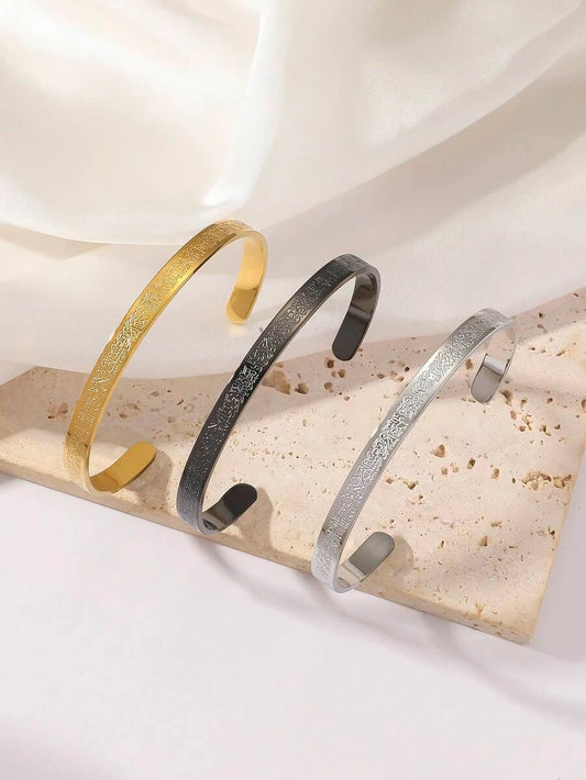 Bohemian Engraved Stainless Steel Cuff Bracelet
