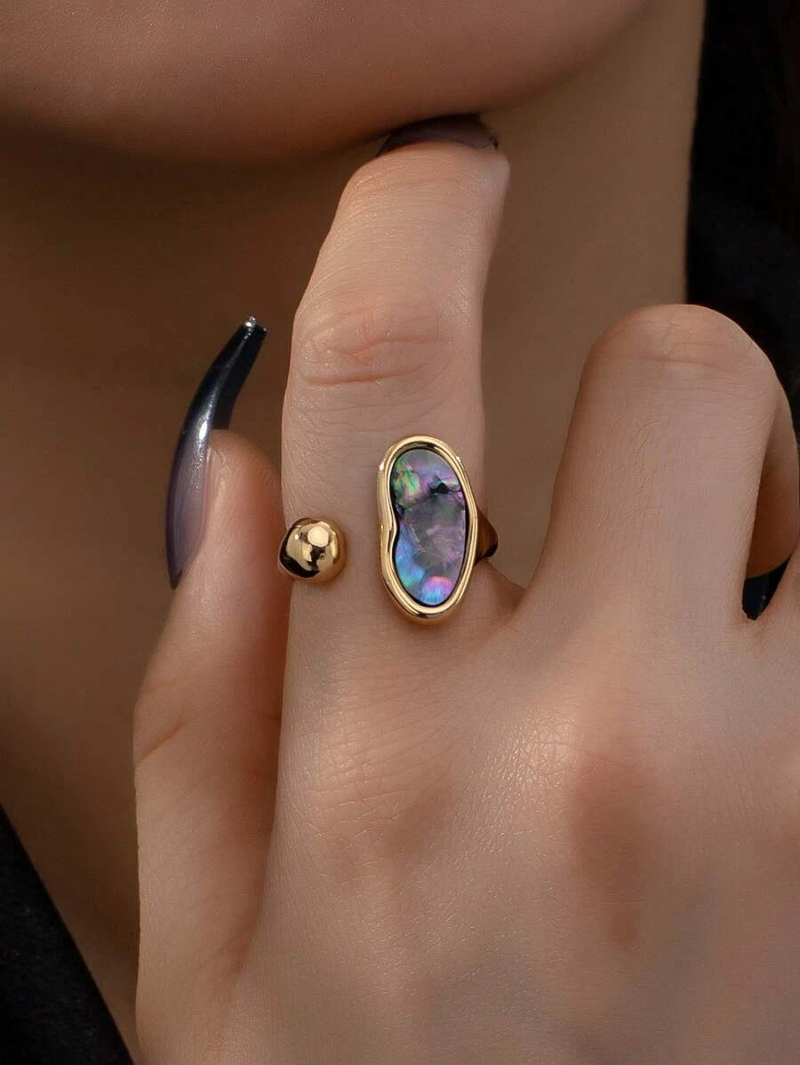 Gemstone Inlaid Single Opening Ring