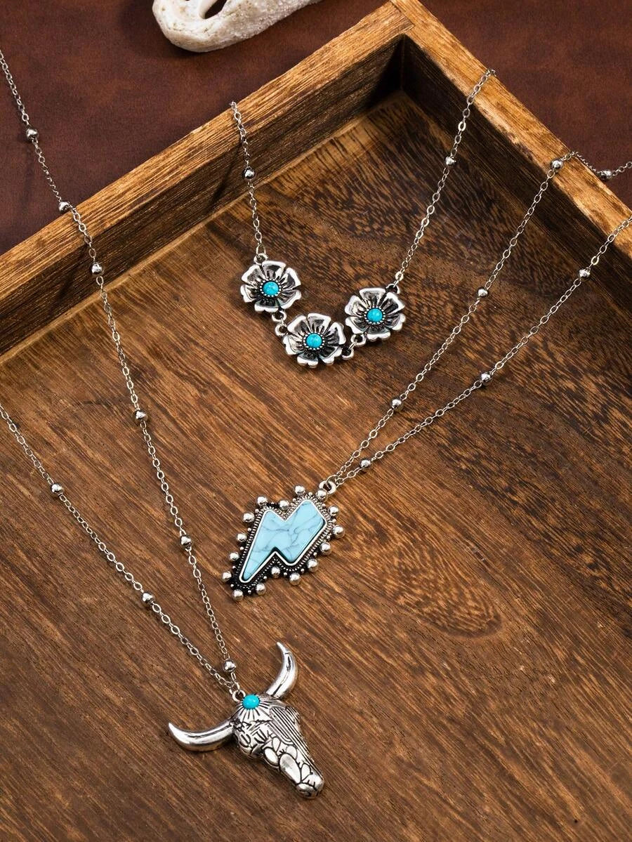 Leopard Print Pendant Necklace Set