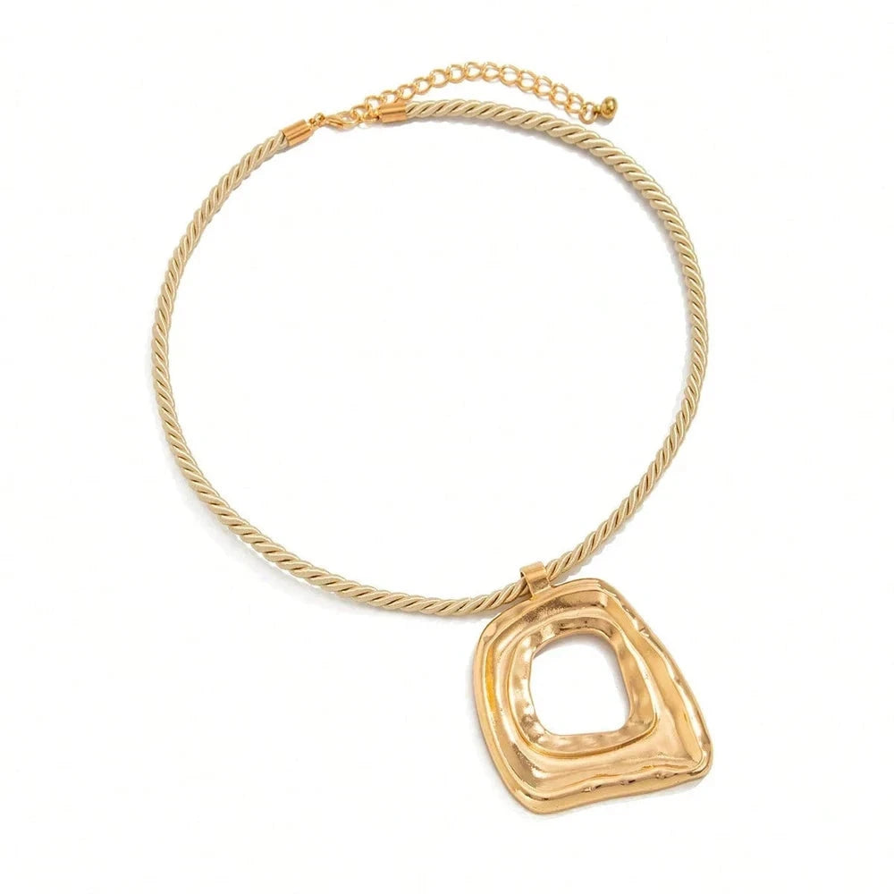 Geometric Pendant Twisted Chain Necklace