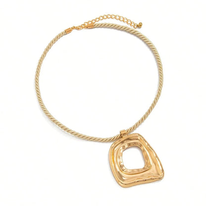 Geometric Pendant Twisted Chain Necklace