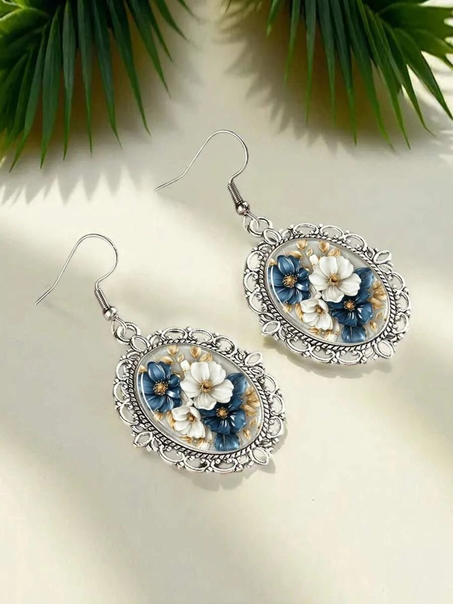 Vintage Floral Teardrop Earrings