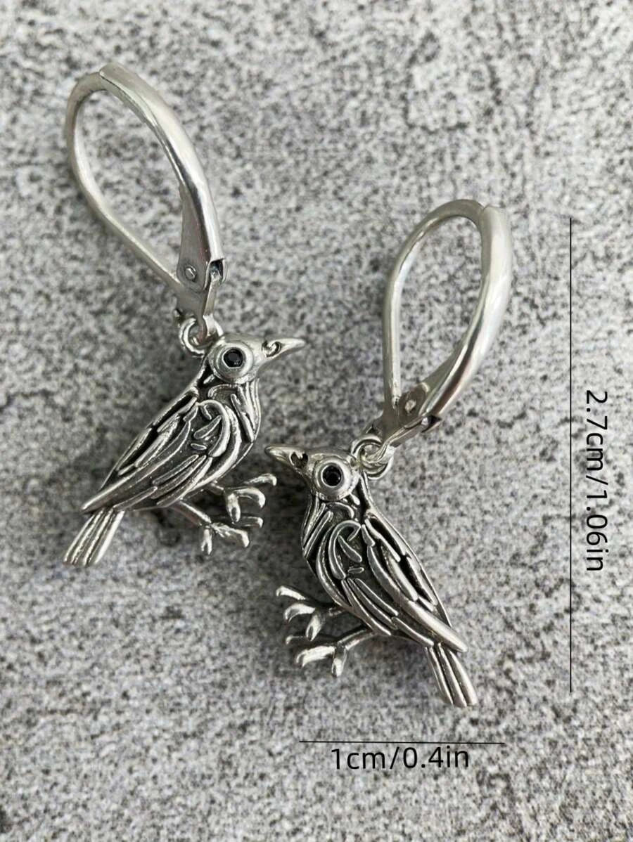 Retro Silvery Bird Earrings