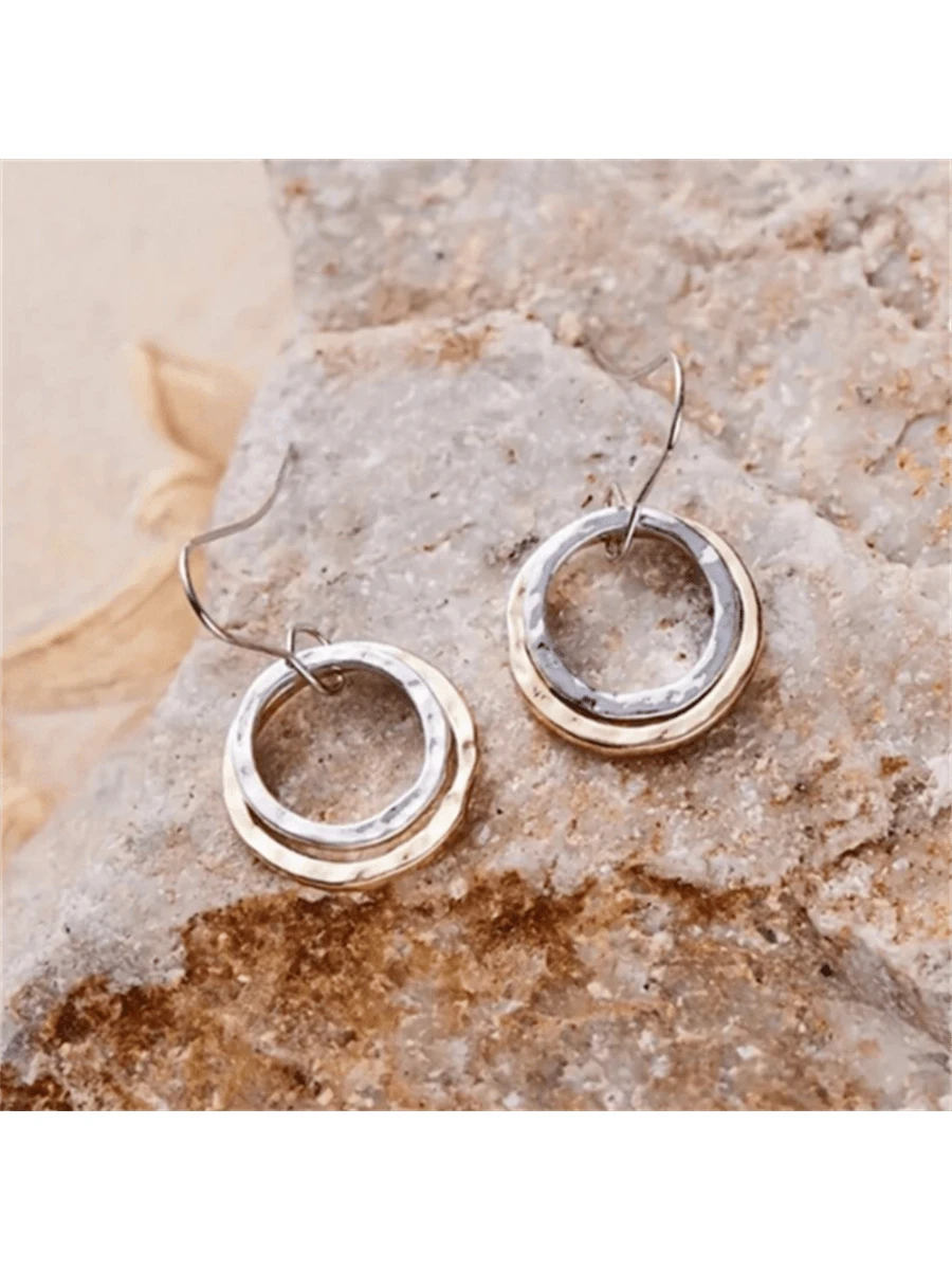 Bohemian Vintage Hollow Round Pendant Earrings