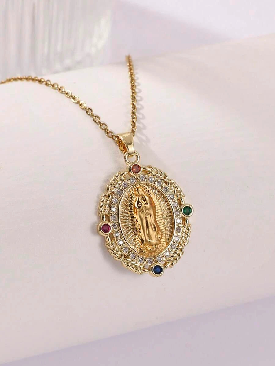 Stainless Steel Virgin Mary Pendant Necklace