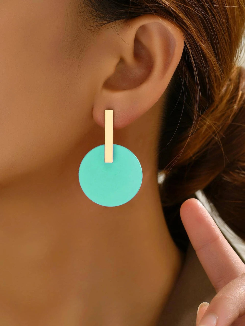 Geometric Enamel Circle Stud Earrings