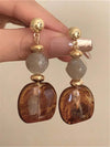 Vintage Asymmetrical Tie Dye Long Acrylic Pendant Earrings
