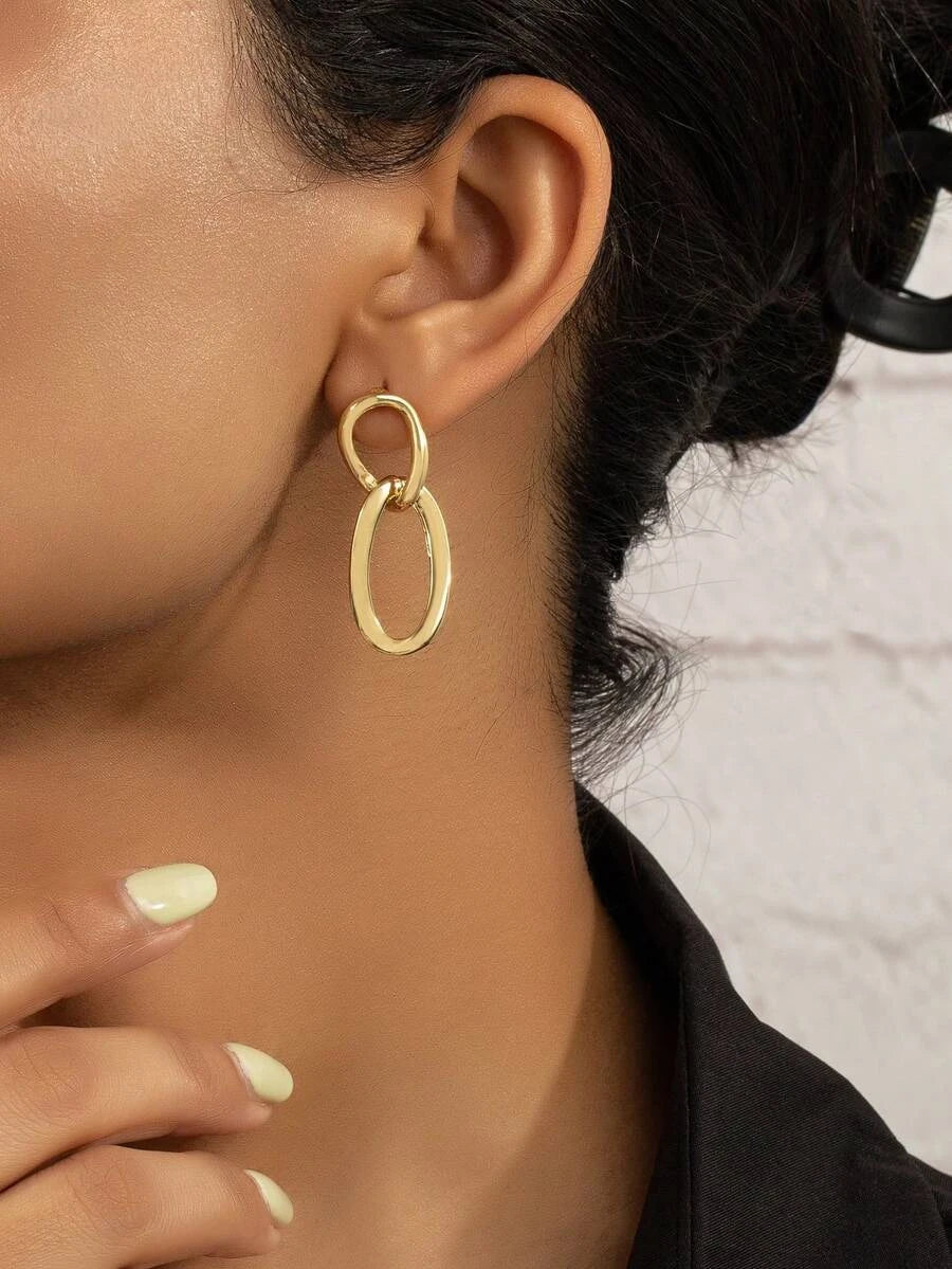 Chain Design Drop Earrings