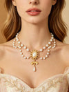 Retro Baroque Faux Pearl Tassel Necklace