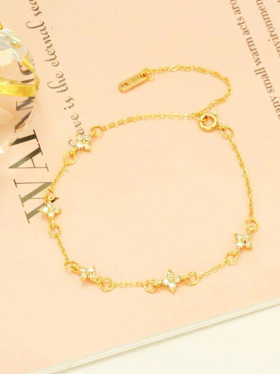 Rhinestone Floral Stretch Bracelet
