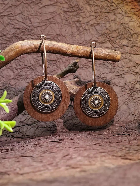 Bohemian Bronze Round Drop Earrings
