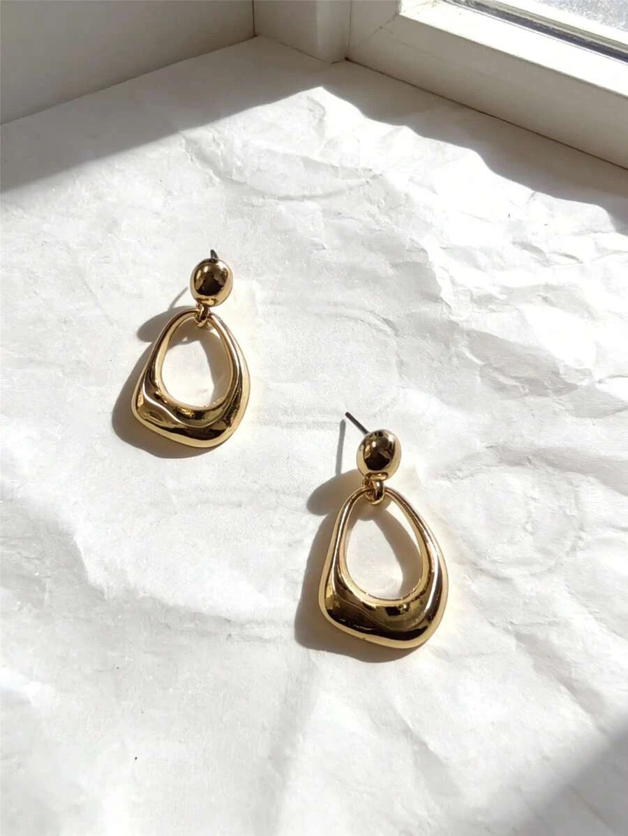 Chunky Gold Teardrop Dangle Earrings