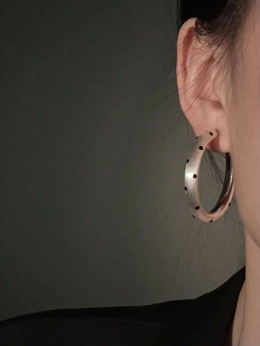 Round Metal Polka Dot Earrings