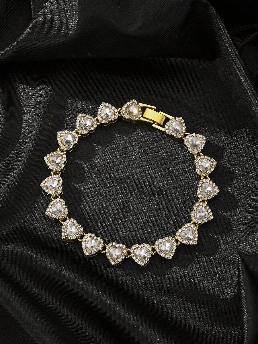 Pink Enamel Letter Crystal Bangle