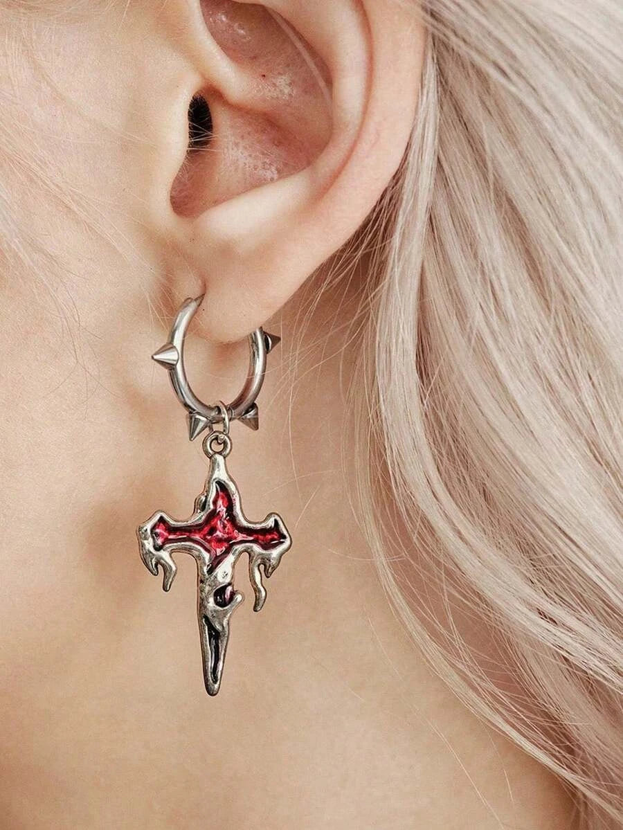 Retro Gothic Crescent Moon Drop Earrings