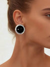 Retro Gold-Plated Black Round Earrings