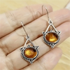 Geometric Inlaid Gemstone Drop Earrings