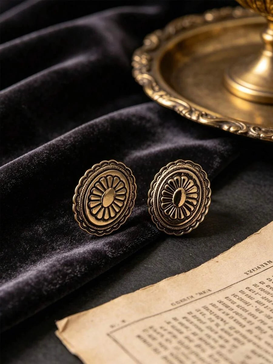 Vintage Carved Geometric Earrings