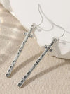 Vintage Silver Hollow Cross Drop Earrings