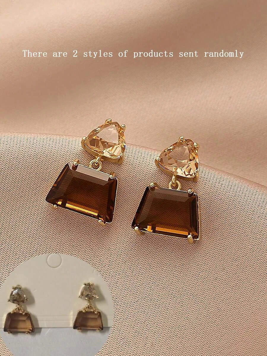 Andkiss Geometric Crystal Drop Earrings