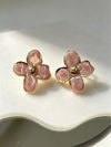 Pink Enamel Shell Stud Earrings