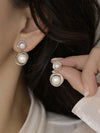 French Pearl Rhinestone Drop Earrings