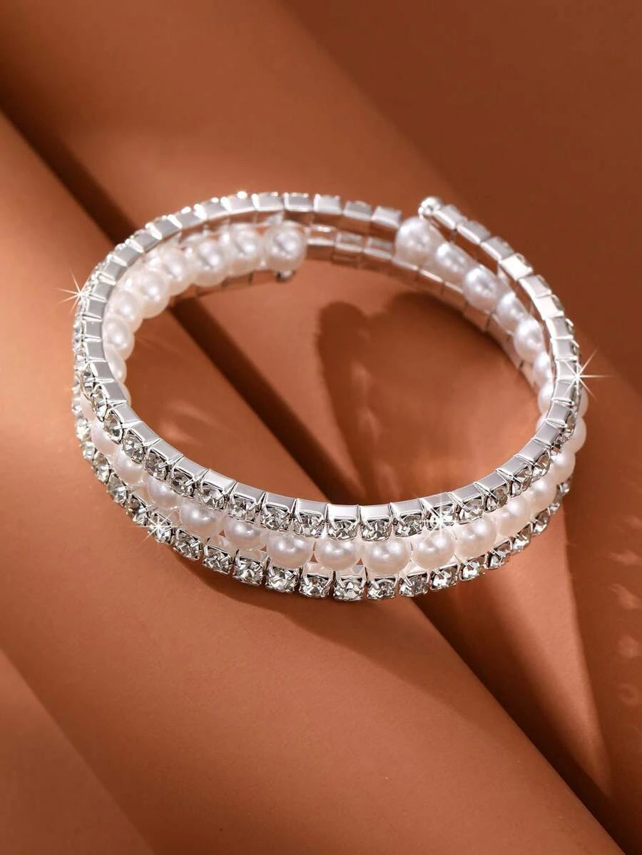 Faux Pearl Rhinestone Jewelry