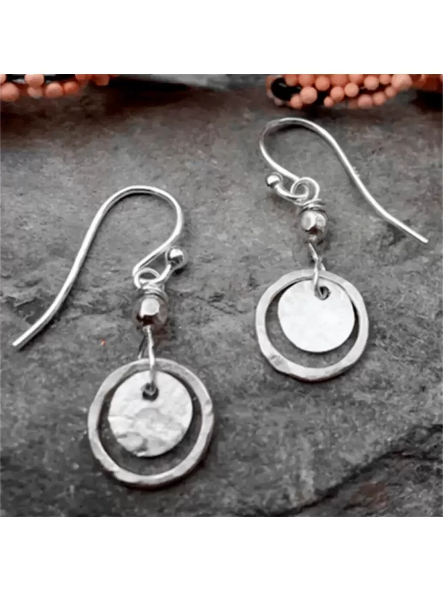 Bohemian Vintage Hollow Round Pendant Earrings