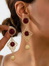 French Vintage Enamel Asymmetrical Long Earrings