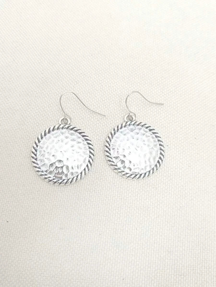 Vintage Hammered Round Pendant Earrings
