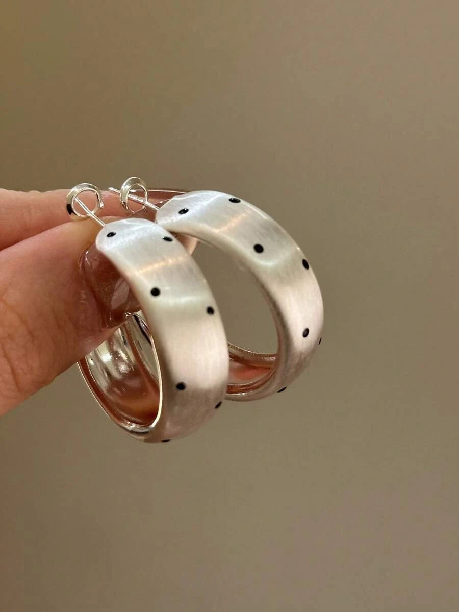 Round Metal Polka Dot Earrings