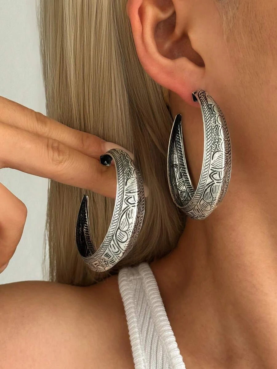 Vintage Bohemian Geometric Hoop Earrings