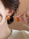 Geometric Oil Drip Square Earrings