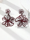 Burgundy Floral Enamel Earrings